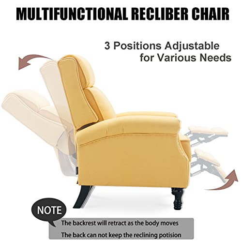 Altrobene Modern Accent Chair, Push Back Recliner Chair, Wingback Arm Chair for Living Room/Bedroom/Small Spaces, Yellow