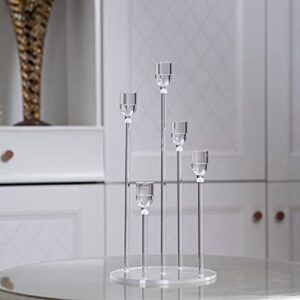 fullvaseer acrylic 5 arms candle holder clear candelabra centerpieces for wedding living room dinner table christmas decoration