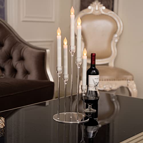 Fullvaseer Acrylic 5 Arms Candle Holder Clear Candelabra Centerpieces for Wedding Living Room Dinner Table Christmas Decoration