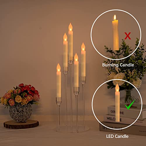 Fullvaseer Acrylic 5 Arms Candle Holder Clear Candelabra Centerpieces for Wedding Living Room Dinner Table Christmas Decoration