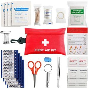 first aid kit - 87 piece - small travel first aid kit, ideal for cars, schools, sports, homes, travel, camping, hiking