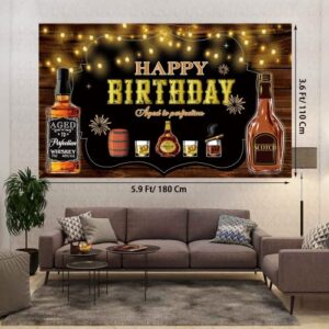 Whiskey Birthday Party Decorations for Men, 110 Pcs Aged to Perfection Party Supplies Balloons Garland Arch Kit for Mens 30th 40th 50th - Backdrop, Cake, and Cupcake Toppers, Latex Balloon, Foil Balloon, Hanging Swirls