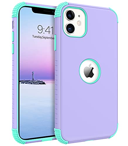 BENTOBEN iPhone 13 Mini Case, Phone Case iPhone 13 Mini, Heavy Duty 2 in 1 Full Body Rugged Shockproof Protection Hybrid Hard PC Bumper Drop Protective Girls Women Boy Men Covers, Purple/Mint