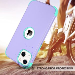 BENTOBEN iPhone 13 Mini Case, Phone Case iPhone 13 Mini, Heavy Duty 2 in 1 Full Body Rugged Shockproof Protection Hybrid Hard PC Bumper Drop Protective Girls Women Boy Men Covers, Purple/Mint