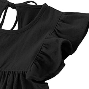 RJXDLT Toddler Dress Baby Girls Cotton Linen Ruffle Sleeve Tiered Swing Casual Summer Boho Dresses 379 Black 80