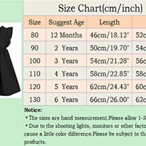 RJXDLT Toddler Dress Baby Girls Cotton Linen Ruffle Sleeve Tiered Swing Casual Summer Boho Dresses 379 Black 80