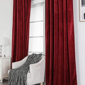 Benedeco Red Velvet Curtains for Bedroom Window with Back Tab, Super Soft Vintage Luxury Heavy Drapes, Room Darkening Thermal Insulated Curtain for Living Room, W52 by L96 inches, 2 Panels