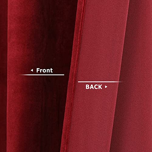 Benedeco Red Velvet Curtains for Bedroom Window with Back Tab, Super Soft Vintage Luxury Heavy Drapes, Room Darkening Thermal Insulated Curtain for Living Room, W52 by L96 inches, 2 Panels
