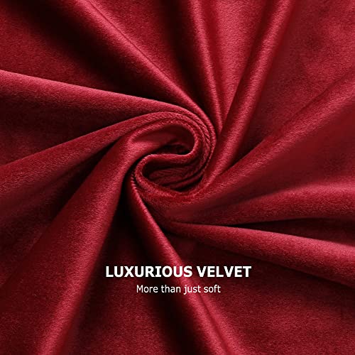 Benedeco Red Velvet Curtains for Bedroom Window with Back Tab, Super Soft Vintage Luxury Heavy Drapes, Room Darkening Thermal Insulated Curtain for Living Room, W52 by L96 inches, 2 Panels