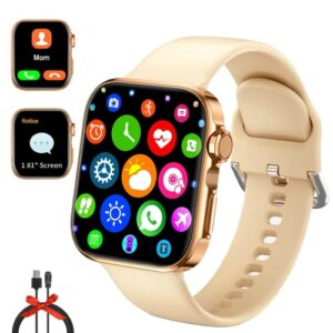 smart watches for women,touch screen smart watch for android phones,activity & fitness trackers for women，heart rate monitor watch，step tracker watch for women , smart watch with text and call（golden）