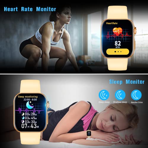 Smart Watches for Women,Touch Screen Smart Watch for Android Phones,Activity & Fitness Trackers for Women，Heart Rate Monitor Watch，step tracker watch for women , Smart Watch with Text and Call（Golden）
