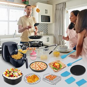 Square Air Fryer Accessories, 8 Inch XL Set of 19 Pcs Deep Fryer Accessories, for Philips Cosori Ninja Gowise Gourmia Air Fryer, fit 3.8Qt or Larger Air Fryer, with Disposable Parchment Paper Liners