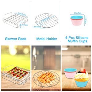 Square Air Fryer Accessories, 8 Inch XL Set of 19 Pcs Deep Fryer Accessories, for Philips Cosori Ninja Gowise Gourmia Air Fryer, fit 3.8Qt or Larger Air Fryer, with Disposable Parchment Paper Liners