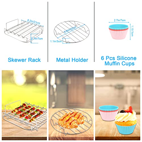 Square Air Fryer Accessories, 8 Inch XL Set of 19 Pcs Deep Fryer Accessories, for Philips Cosori Ninja Gowise Gourmia Air Fryer, fit 3.8Qt or Larger Air Fryer, with Disposable Parchment Paper Liners