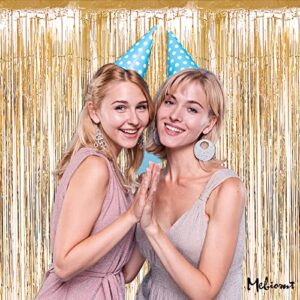 4 Pack Champagne Gold Fringe Curtain Backdrop, 3.2Ft x 6.6Ft Metallic Tinsel Foil Fringe Streamers Curtains Background for Photo Booth Birthday Baby Shower Party Thanksgiving Christmas Decorations