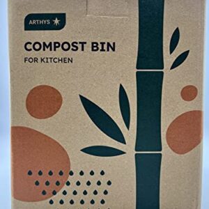 Compost Bin Kitchen - Compost Bin with Charcoal Dual Filter and Lid - Sustainable Bamboo Fiber Kitchen Compost bin countertop - Composter