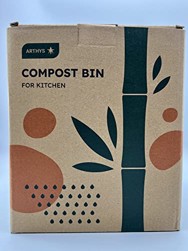 Compost Bin Kitchen - Compost Bin with Charcoal Dual Filter and Lid - Sustainable Bamboo Fiber Kitchen Compost bin countertop - Composter