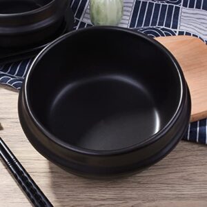 Swlthwen Korean Stone Bowl with Tray, Premium Ceramic, Stone Hot Pot for Bibimbap Soup Korean Stone Bibimbap (Small)