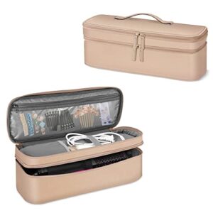 sithon double-layer travel carrying case for revlon one-step hair dryer/volumizer/styler, water resistant storage organizer bag compatible with shark flexstyle attachment (bag only), (rose gold)