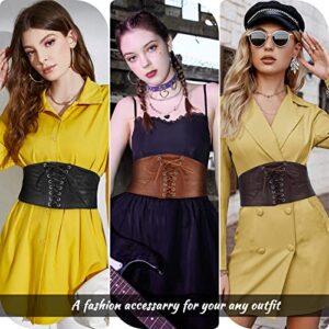 WHIPPY Women Lace-up Corset Belt Elastic Stretchy Tied Waspie Costume Wide Waist Belt for Dress Black XL