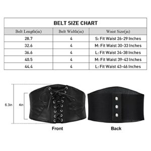 WHIPPY Women Lace-up Corset Belt Elastic Stretchy Tied Waspie Costume Wide Waist Belt for Dress Black XL