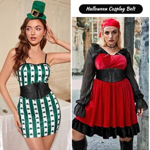 WHIPPY Women Lace-up Corset Belt Elastic Stretchy Tied Waspie Costume Wide Waist Belt for Dress Black XL