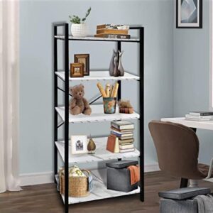 AT-VALY Modern Bookshelf,5-Tier Bookcase MDF Shelving Unit and Metal Frame,Etagere Bookcase for Home Office,Living Room (Black)