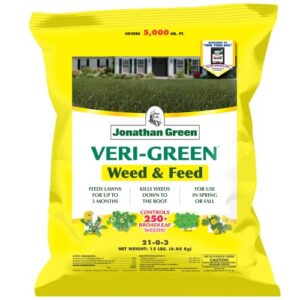 jonathan green (16002) veri-green weed and feed lawn fertilizer - 21-0-3 grass fertilizer & weed killer (5,000 sq. ft.)