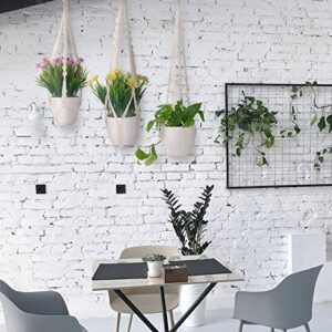 2 Pack Macrame Plant Hangers, Cotton Rope Woven Indoor Outdoor hanging plant holder Wall Hanging Planter Ceiling plants for Flower Pot, Hanging Plants Holder for Yard Garden Home Decoration, 50 cm