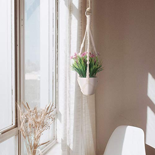 2 Pack Macrame Plant Hangers, Cotton Rope Woven Indoor Outdoor hanging plant holder Wall Hanging Planter Ceiling plants for Flower Pot, Hanging Plants Holder for Yard Garden Home Decoration, 50 cm