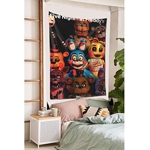 GIMCJOK Five Horror Nights Video At Game Freddy'S Tapestry For Dorm Room,Nature Tapestries Wall Hanging Wall Art Blanket Profession Hanging Blanket Wearable Blanket- Halloween Tapestry 60x40in