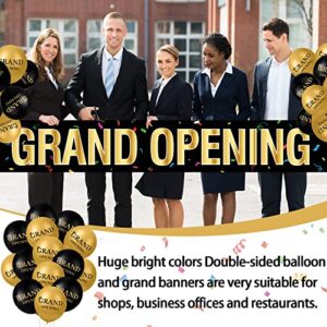 Charniol Large Grand Opening Banner 30 Pieces Latex Balloons Decorations 12 Inch 18 x 118 Retail Store Shop Business Restaurant Banners Flag (Black, Gold)