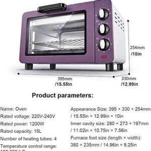 Mini Oven,Convection Countertop Toaster Oven Small Electric Oven Household Baking Small Oven 15 Liter Electric Oven Three-Layer Card Design Purple Useful (Purple)