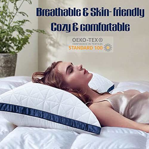 Slybear Pillows Standard Size Set of 2 - Cooling Hotel Luxury Bed Pillows for Sleeping 2 Pack, Supportive Breathable Down Alternative Gusset Pillow