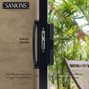 SANKINS Sliding Patio Door Handle Pull Set, Black Diecast Non-Keyed Gate Handle Set for Mortise Lock Style Glass Door, Replacement Handle for Sliding Glass Door Fits 3-15/16” Hole Spacing