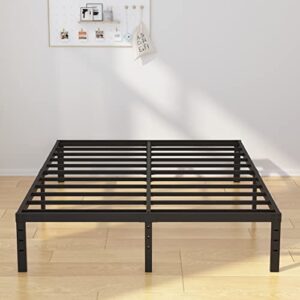 emoda 14 inch full size bed frame heavy duty metal platform no box spring needed, easy assembly noise free, black