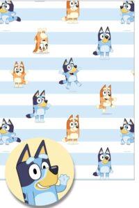 danilo promotions ltd blw01 bluey wrapping paper, bluey gift wrapping, 2 sheets 2 tags bluey