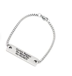 gastric bypass medical bracelet, gastric bypass awareness, gastric bypass jewelry, no blind ng, no nsaids, medical notification