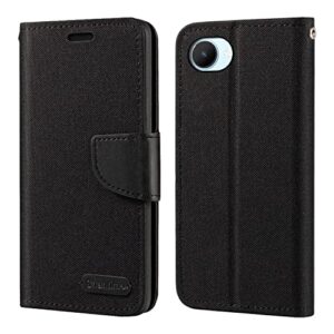 shantime for oppo realme c30s case, oxford leather wallet case with soft tpu back cover magnet flip case for oppo realme c30 (6.5”) black