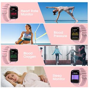 Smart Watch for Women Men (Answer/Make Calls), 1.9" Smartwatch Fitness Tracker for Android iPhone, Waterproof Sport Digital Watches, Blood Pressure Heart Rate Monitor Step Counter Sleep Tracker-Pink