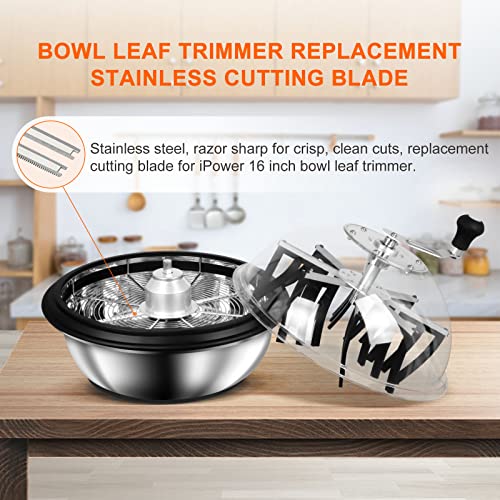 iPower 8-Pack Bowl Leaf Trimmer Replacement Stainless Spin Clean Cut Include 4 Serrated 4 Straight, Actual Length 13.4 Inches, 16'' Blades 8 Pcs