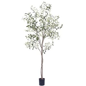 phimos 7ft artificial olive tree (82") tall fake potted olive tree with planter large faux olive branches and fruits artificial tree for modern home office living room floor decor indoor