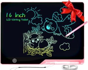 toy gifts for girls, 16 inch rechargeable lcd writing tablet birthday gifts for kids doodle board drawing tablet, reusable drawing pads educational toys for boys girls, pink