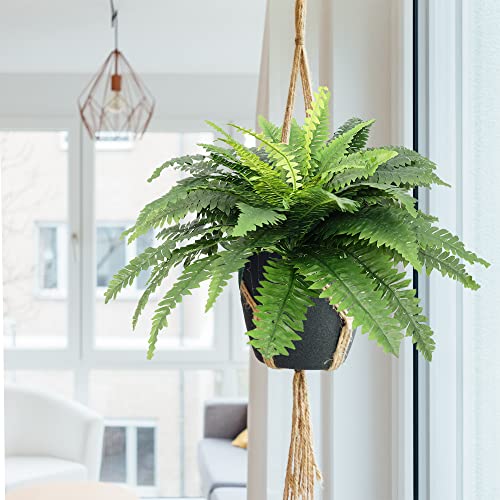 Artificial Ferns for Outdoors, Set of 2 Bouquets 33" Diam Large Fake Ferns Faux Boston Fern Bush Plant for Indoors Home Garden Porch Windowsill Entrance Wedding Farmhouse Decoraction Arrangement