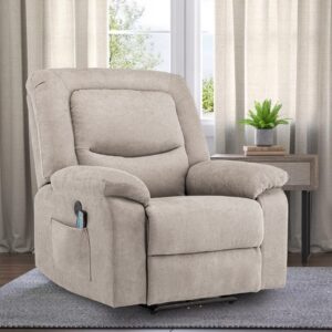 Consofa Electric Power Recliner Chair with Massage and Heat, Electric Recliner Chairs for Seniors, Electric Power Recliner Chair with USB Port, 2 Side Pockets, Microfiber Fabirc (Camel)