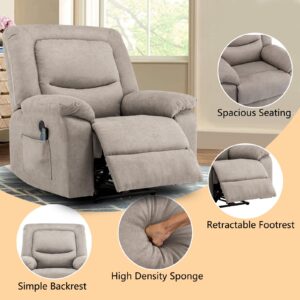 Consofa Electric Power Recliner Chair with Massage and Heat, Electric Recliner Chairs for Seniors, Electric Power Recliner Chair with USB Port, 2 Side Pockets, Microfiber Fabirc (Camel)