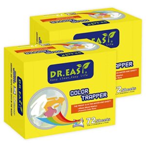 dr.easy color trapper sheets 144 ct for laundry,remove clothes dyes,fluorescent & heavy metals,maintain clothes original color,special pores texture absorb dyes more & faster,unscented & no chemicals,safe in dryer,apply to any machine including he