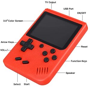 Handheld Game Console, Portable Retro Video Game Console with 400 Classical FC Games 3.0-Inch Screen 1020mAh Rechargeable Battery Support for Connecting TV (Red)