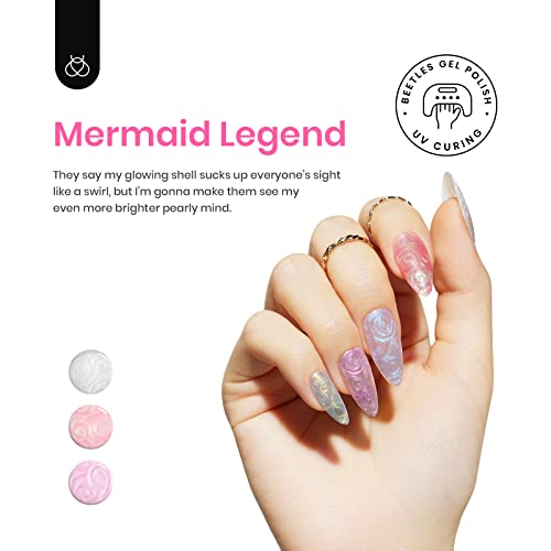 Beetles Pearl Gel Nail Polish Set 6 Colors Pearlescent Shell Glitter White Pink Blue Shimmer Mermaid Nail Gel Polish Soak Off Uv Led Gel Polish Swirl Thread Effect DIY Manicure Art