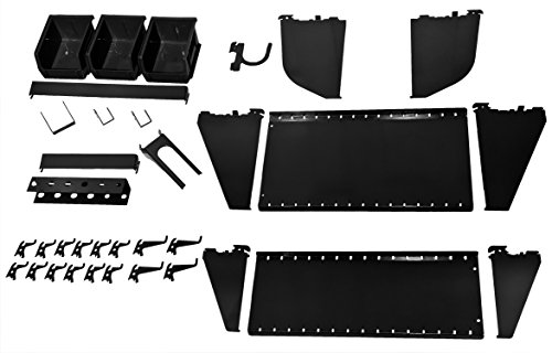 Wall Control 30-P-3232BU Blue Metal Pegboard Pack & KT-400-WRK B Slotted Tool Board Workstation Accessory Kit for Wall Control Pegboard Only, Black
